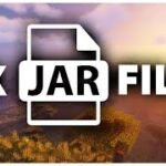 An image with the text "Fix JAR Files" overlaid on a scenic landscape background featuring a colorful sky and sun setting over fields and trees. The text includes a graphic of a document file labeled "JAR.