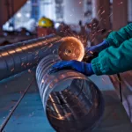 arc welding of a steel in construction site