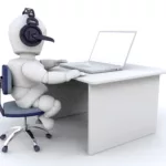 robot working with help of AI in bookkeeping