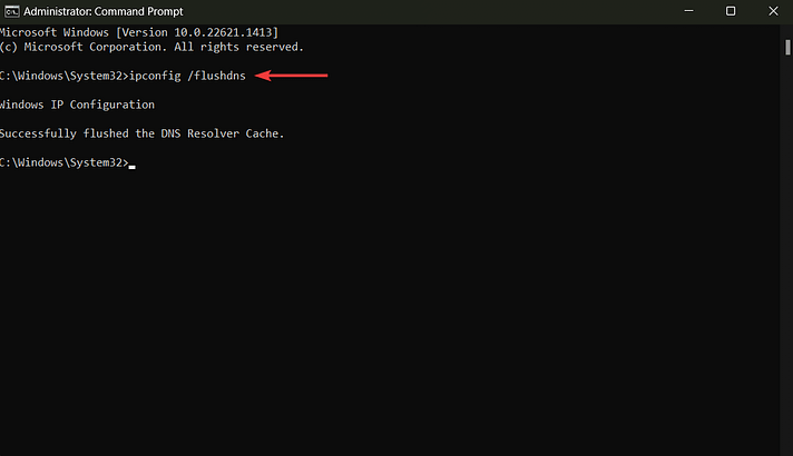 flushing dns in command prompt