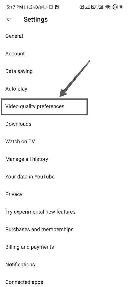 Choose the video Quality choices tab to select your desired quality on videos.