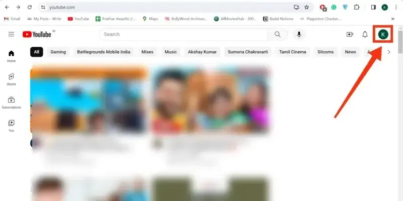 YouTube on your Desktop click on your profile icon