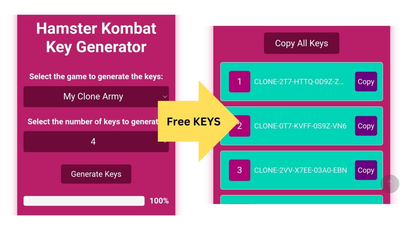 Hamster Free keys Generator without playing game on Hmaster.