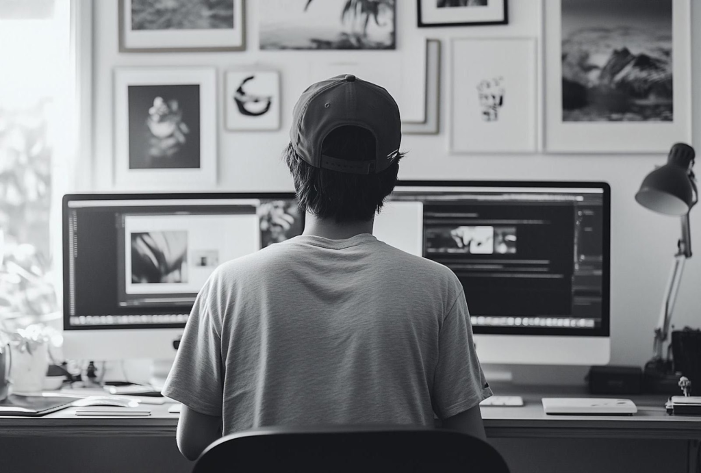 boy, chair, computer