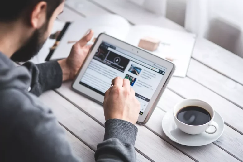 a person writing blog