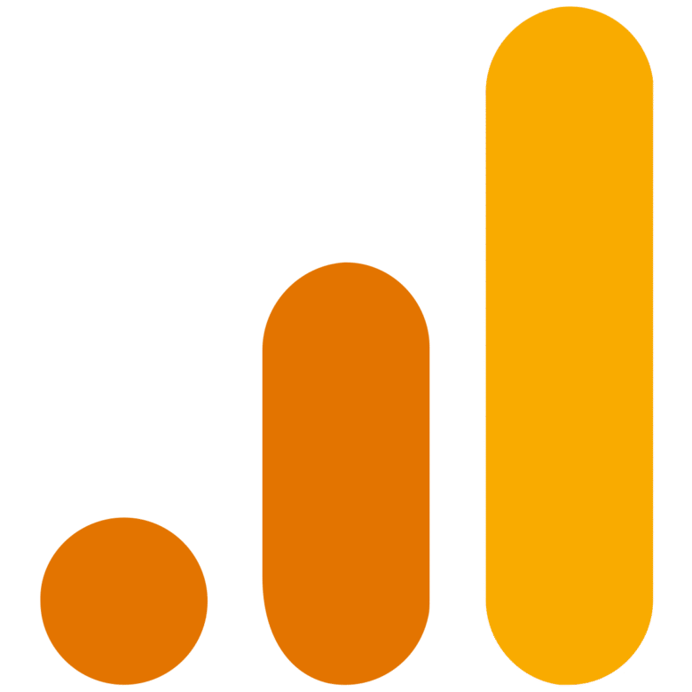 A stylized bar graph icon with three vertical bars of increasing height from left to right. The bars are colored in shades of orange, with the shortest bar being a small circle, the middle bar an oval, and the tallest bar an elongated oval.