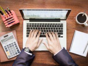 typing on a laptop