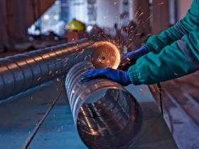 arc welding of a steel in construction site