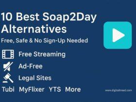 Top 10 Soap2Day alternatives for free, ad-free, and legal movie streaming in 2025 – includes platforms like Tubi, MyFlixer, YTS, and more with a blue play button icon.