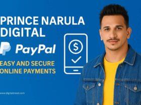 Creative digital feature image highlighting Prince Narula Digital PayPal services with modern infographic elements and minimal text on a blue background.