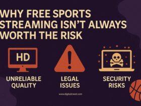 Infographic-style feature image showing a digital screen with sports icons, a warning symbol, and the title "Crackstreams 2.0 Why Free Sports Streaming Isn’t Always Worth the Risk" in bold, educational design.