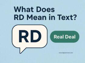 A friendly infographic explaining the texting slang "RD" as "Real Deal," with a bold speech bubble and clean design that makes the meaning easy to understand at a glance.