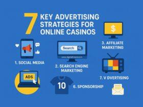 Flat-design digital infographic titled "7 Key Advantages of Anchor Text Generator Tool," with minimal text, clean icons, and modern color scheme on a white background.