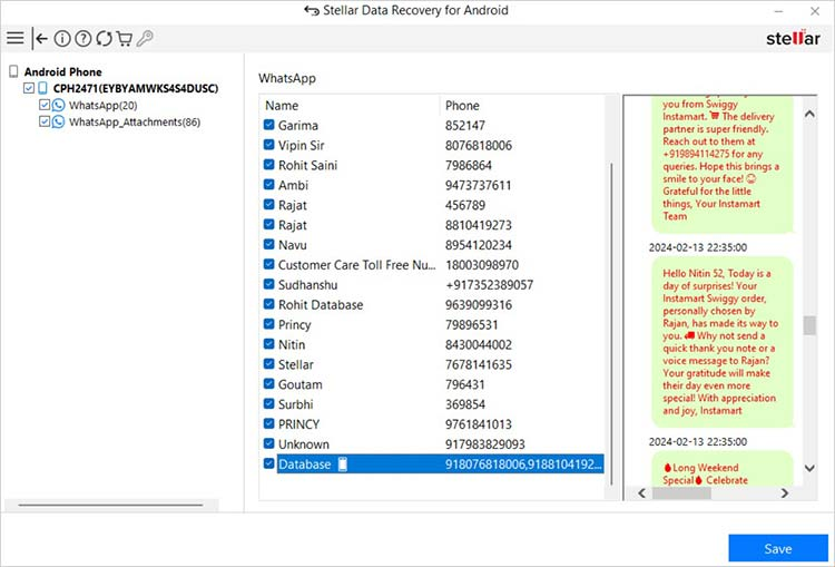 Click Save to save selected files at the desired location on your device.