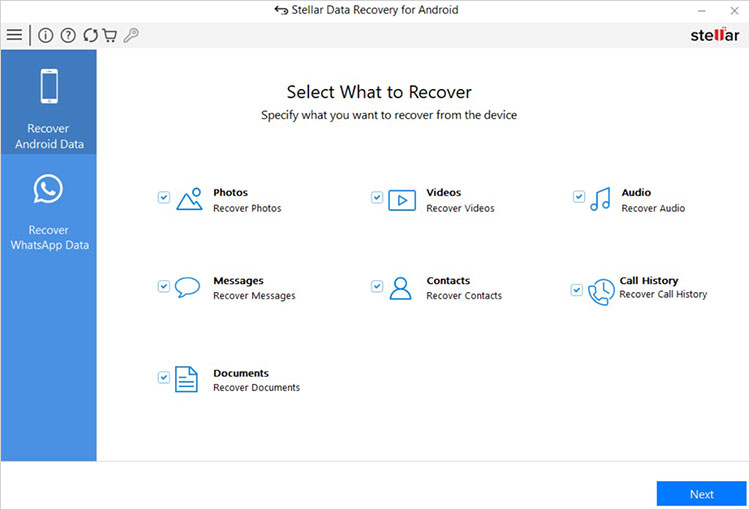 Launch the software and select the Recover WhatsApp Data option.