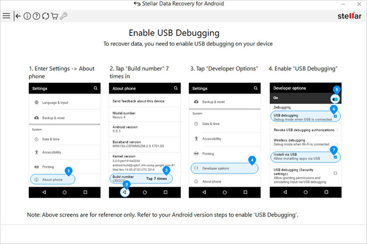 Follow the below steps to Enable USB debugging on your device.