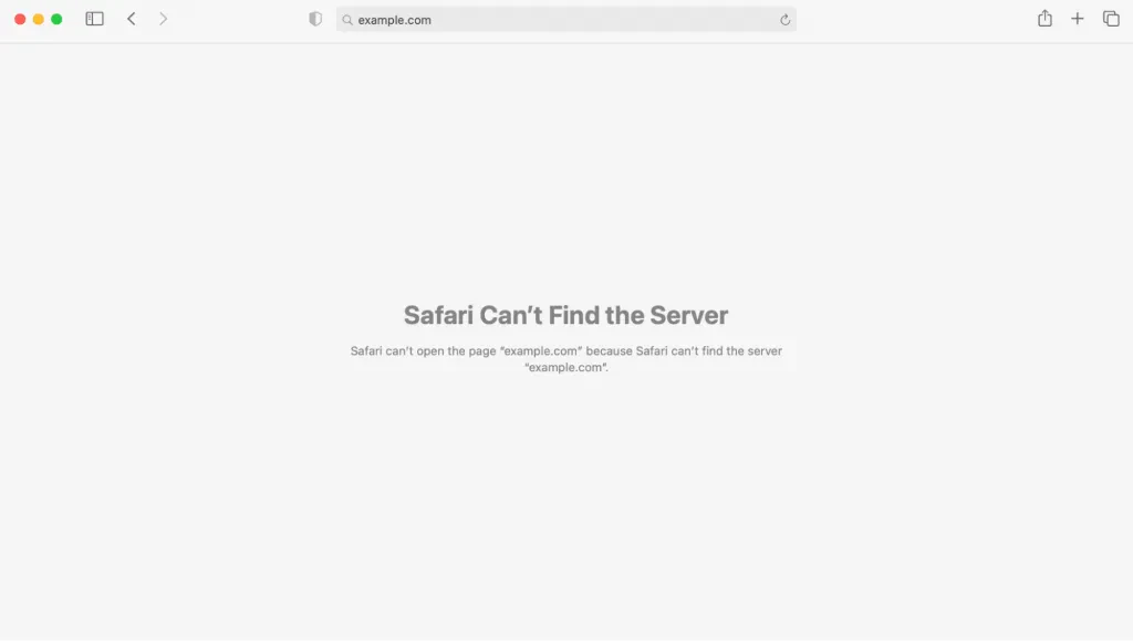 The DNS_PROBE_FINISHED_NXDOMAIN error on Safari.