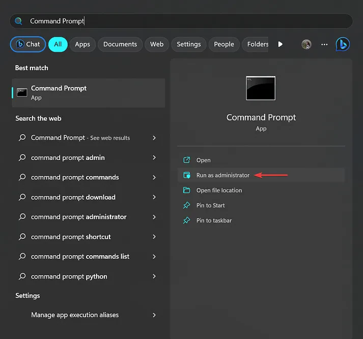 run as admin command prompt