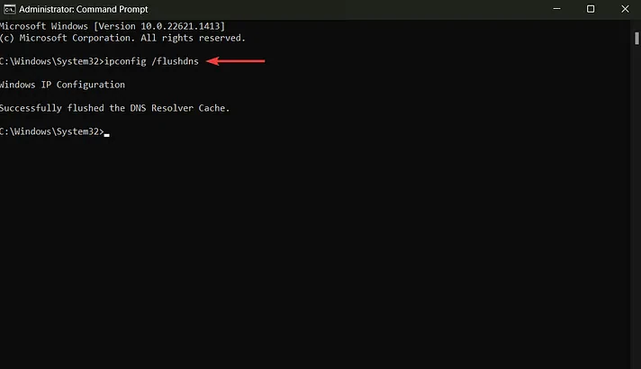 flushing dns in command prompt