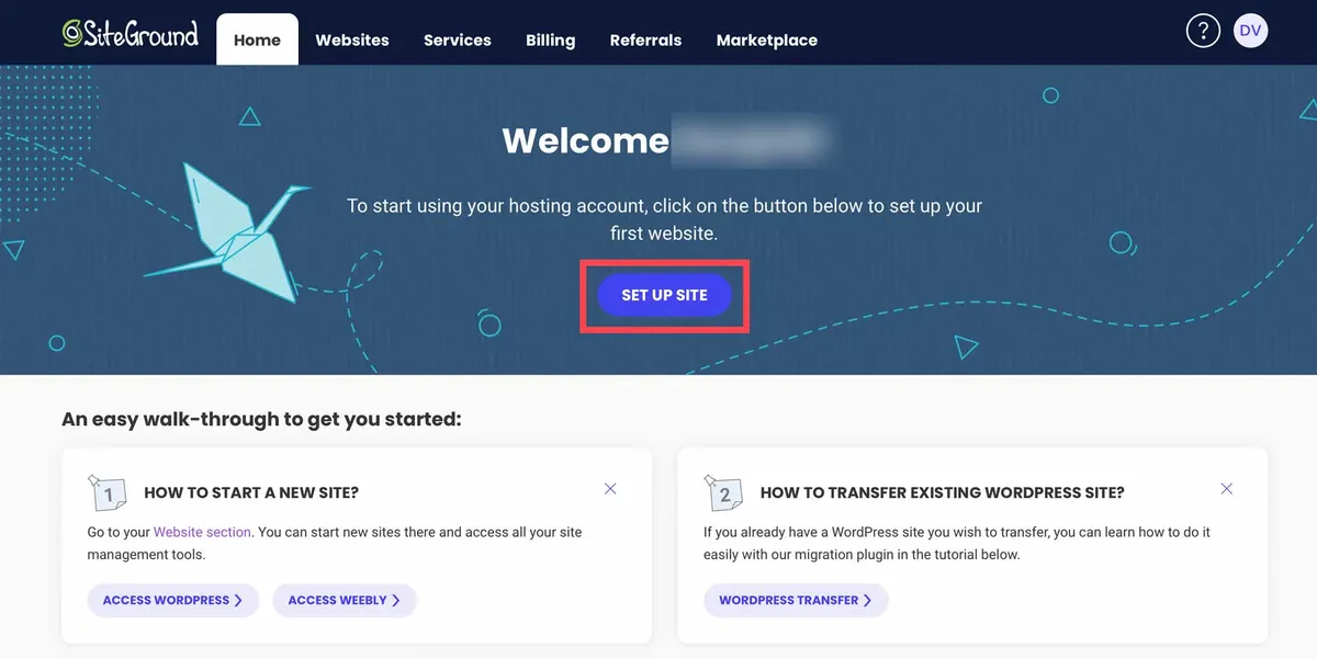 install WordPress on siteground