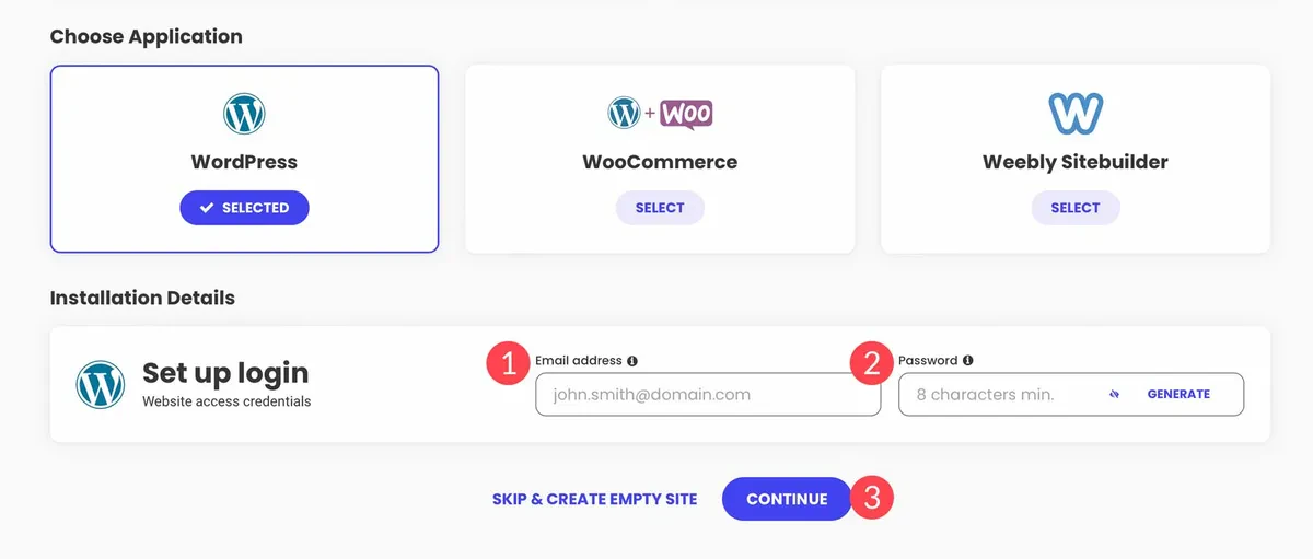 Install WordPress on siteground