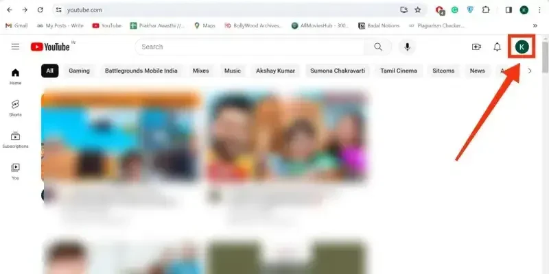 YouTube on your Desktop click on your profile icon