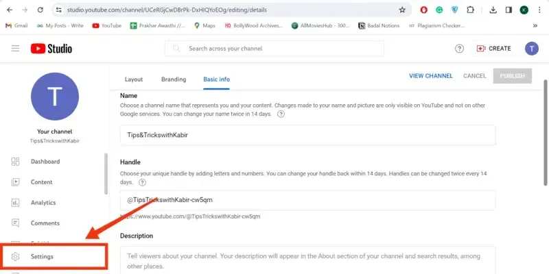 To manage more settings of your channel hit the “Settings” button current on the bottom-left corner of the interface.