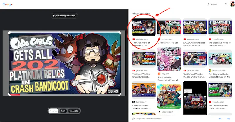 thumbnail find by google lens