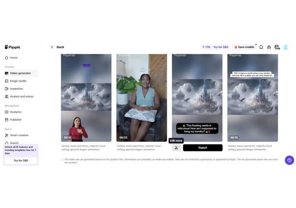 video generator menu