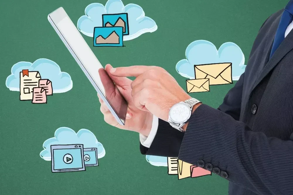 man holding a tablet