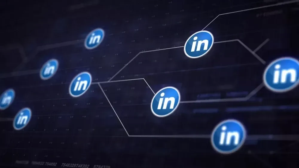 linkedin icon line connection of circuit board