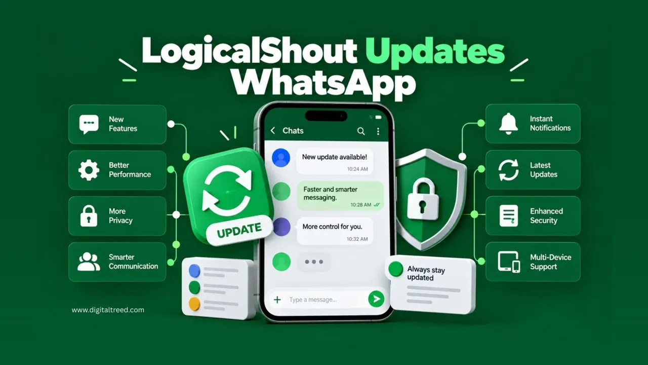 LogicalShout WhatsApp updates concept showing messaging features, notifications and mobile technology.