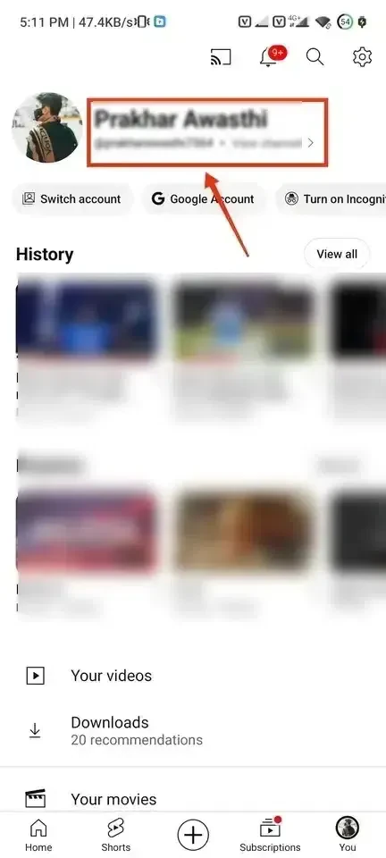 After opening your Mobile app click on your profile and hit the “View Channel” button next to your profile.