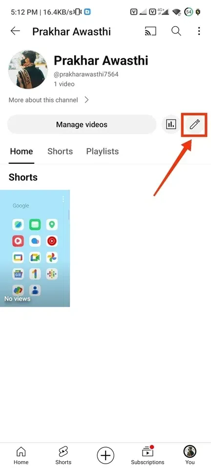 Now on the next page search for the “Pencil” Icon and click on it to customize the channel.