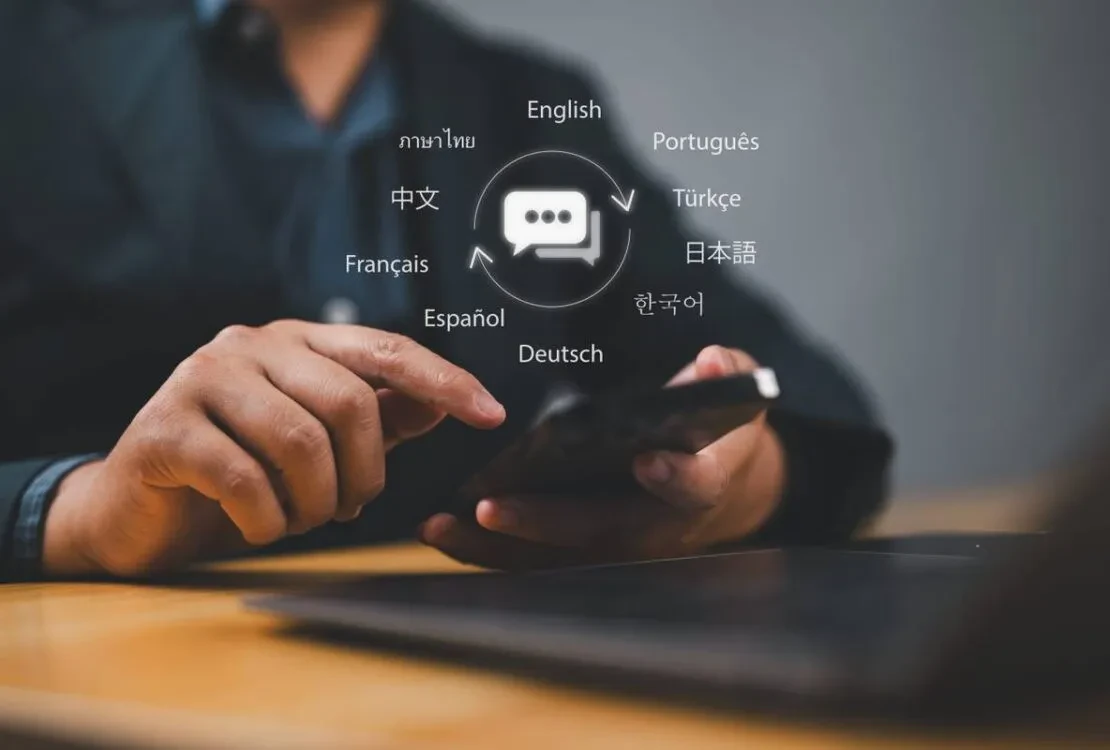 Translator app, language course and e-learning concept. Translation Services 101