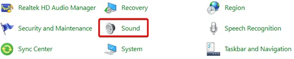 click on Sound from the control panel.