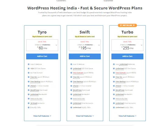 MilesWeb's WordPress Hosting Cost