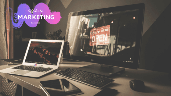 Affiliate Marketing Explained, laptop, table, mouse, monitor, dark, tablet