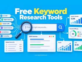 Free keyword research tools concept with search data, SEO metrics and keyword analysis.