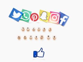Image showing icons for different social media networks including Twitter, WhatsApp, Pinterest, Snapchat, Instagram, and Facebook arranged in a row at the top. Underneath is the text "SOCIAL NETWORK" spelled out with wooden letter tiles. A 'thumbs up' icon is at the bottom.
