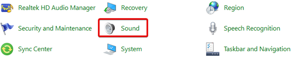 click on Sound from the control panel.
