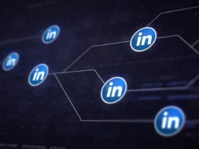 linkedin icon line connection of circuit board