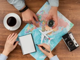 top view travel elements collection