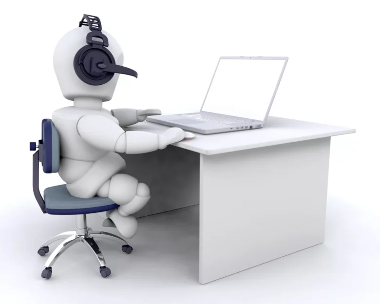 robot working with help of AI in bookkeeping