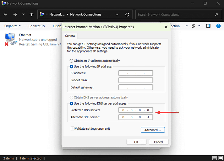 adding google dns server