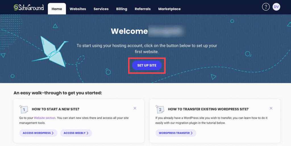 install WordPress on siteground