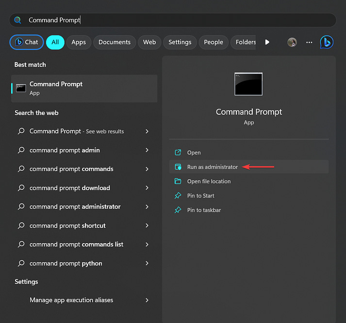 run as admin command prompt