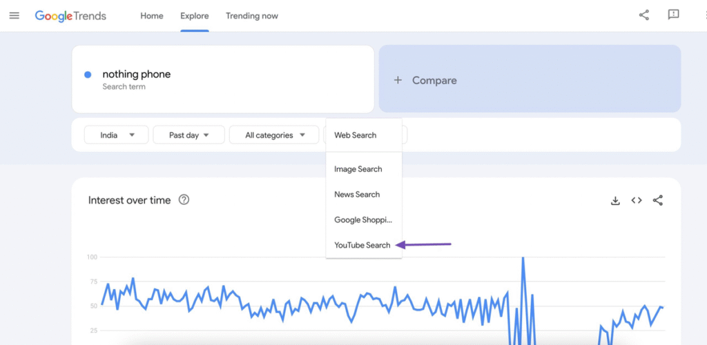 Select YouTube Search option