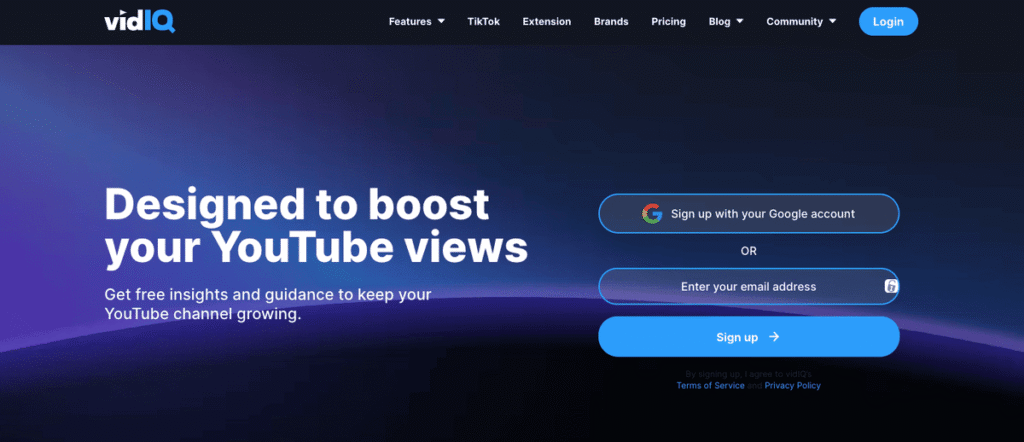 VidIQ Image of front website page