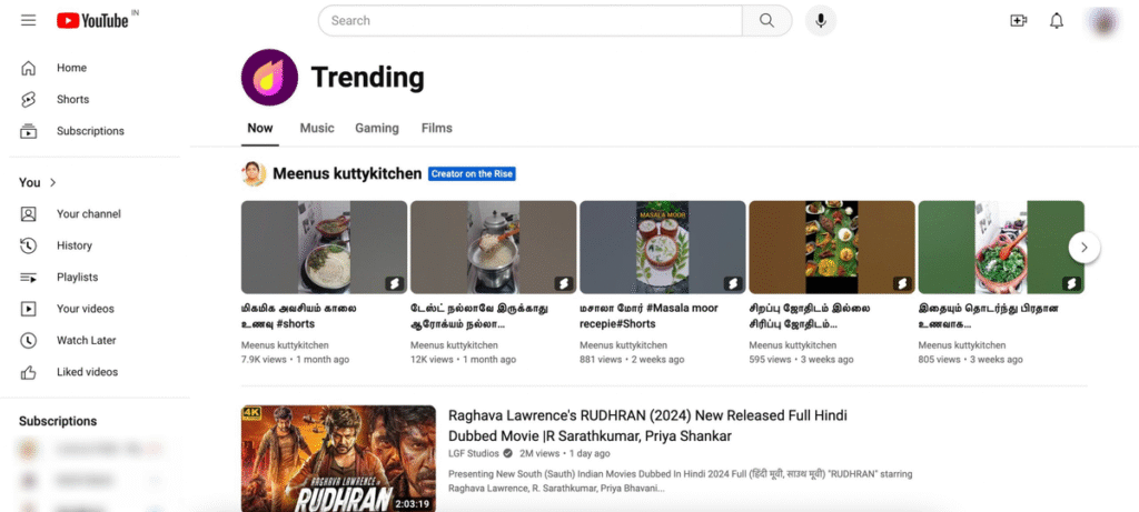 YouTube's Trending page